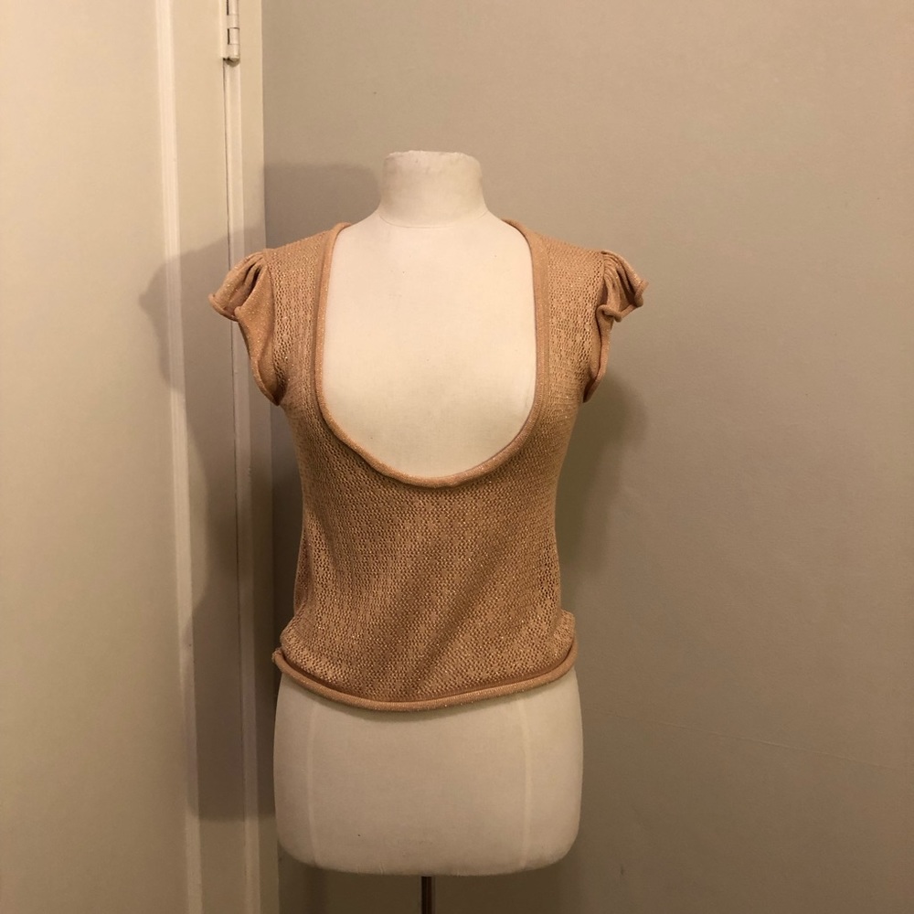 Gold knit vest with cap sleeve